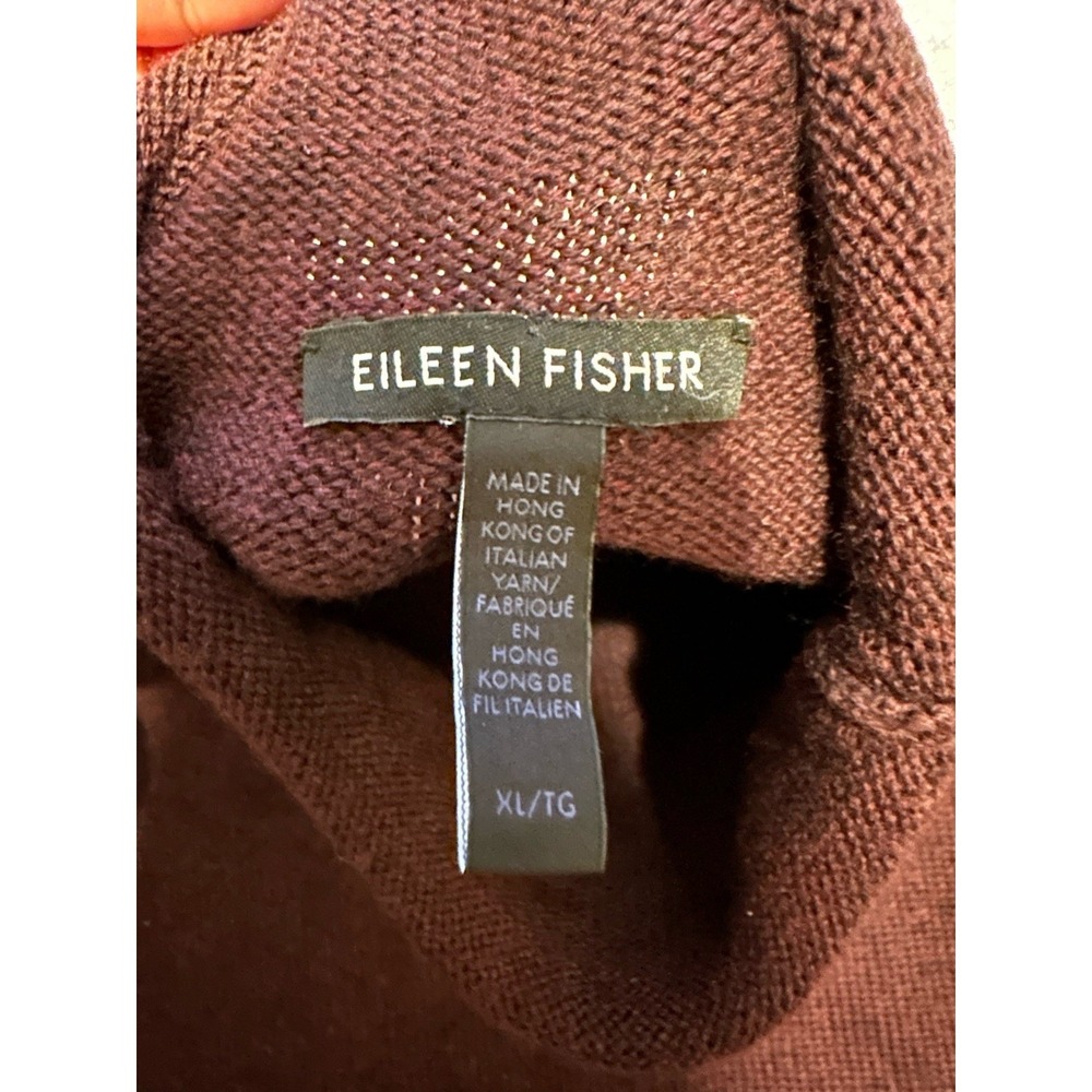 Eileen Fisher Merino Wool Sweater Mock Rolled Neck Eggplant Purple Size XL - Picture 5 of 8